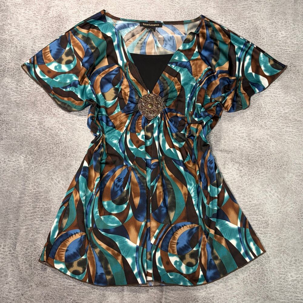 Y2k Whimsy Swirl Flowy Blouse